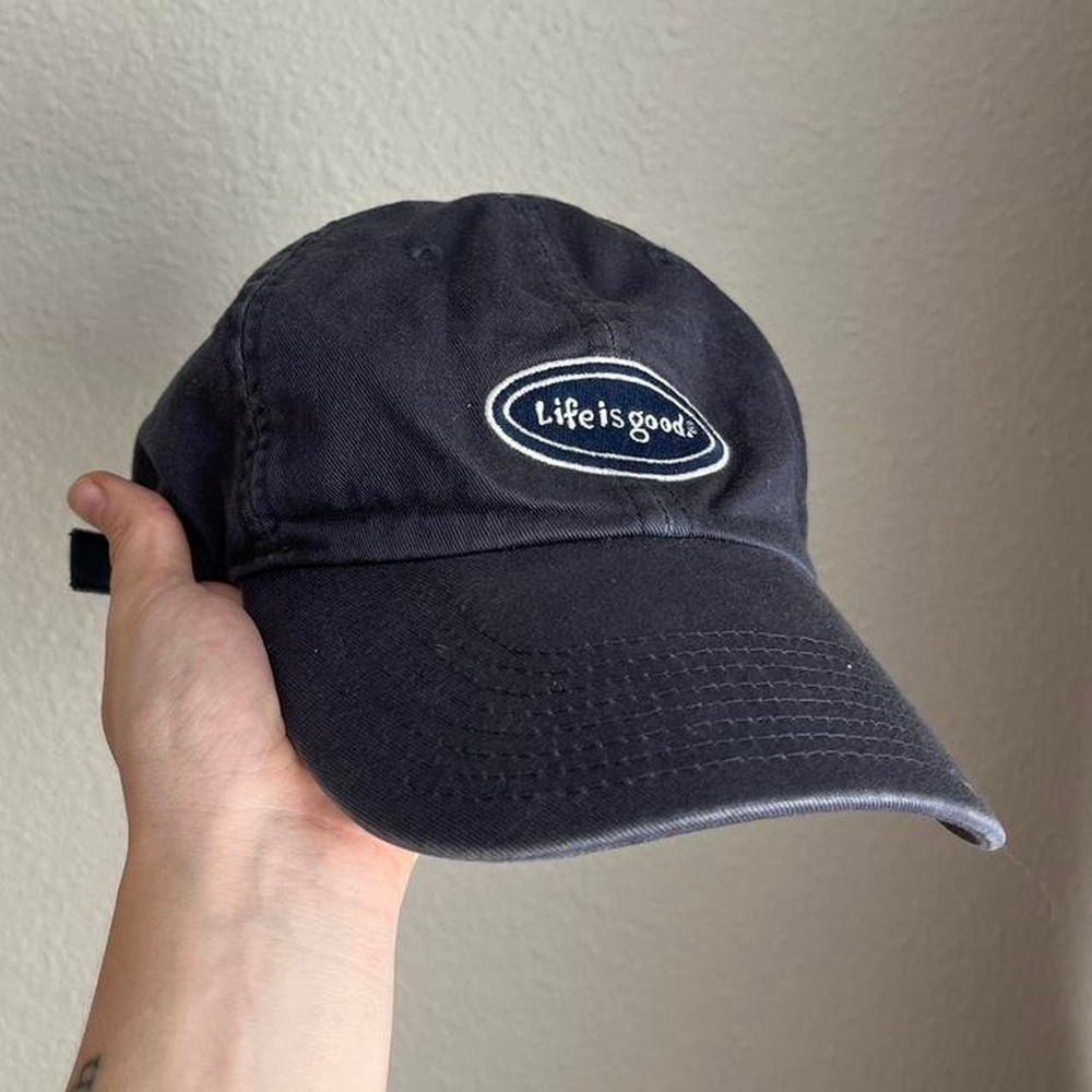 Life is Good Mens Navy Blue Cotton Adjustable Baseball Cap Hat Dad Hat